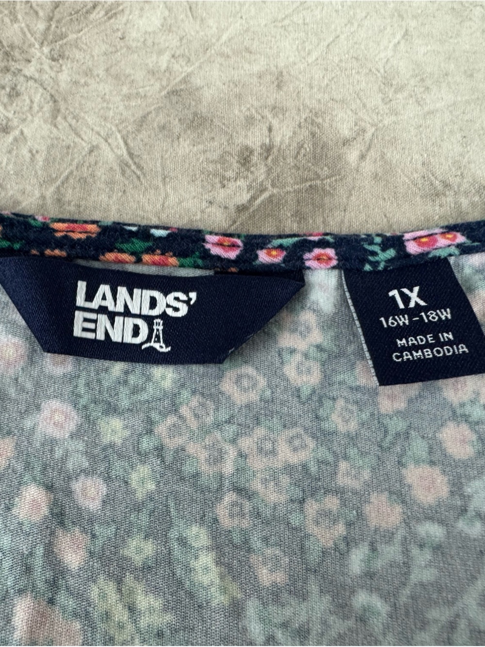 Lands' End Navy Floral Maxi Dress 1X. Back to School - Picture 10 of 12